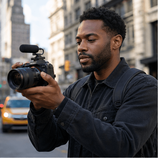 Creator filming content with a camera