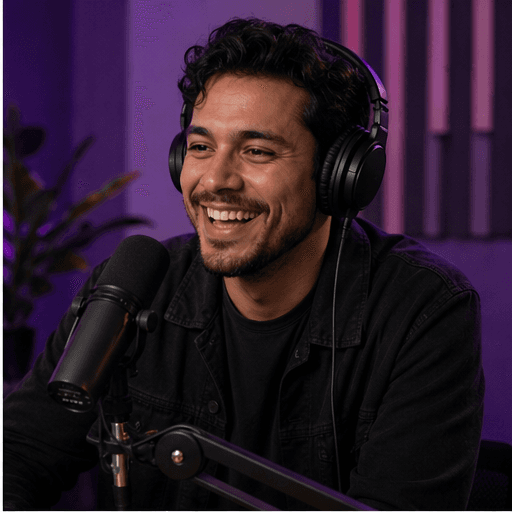 Creator recording a podcast